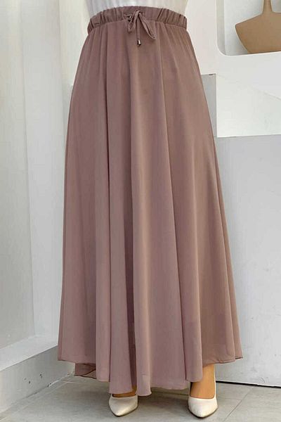 Bym Fashion Ελαστική φούστα σιφόν με κορδόνι μέσης 1141 βιζόν