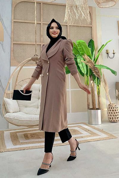 Bym Fashion Μπουφάν μισού μήκους με λεπτομέρεια γιακά 7693 Mink