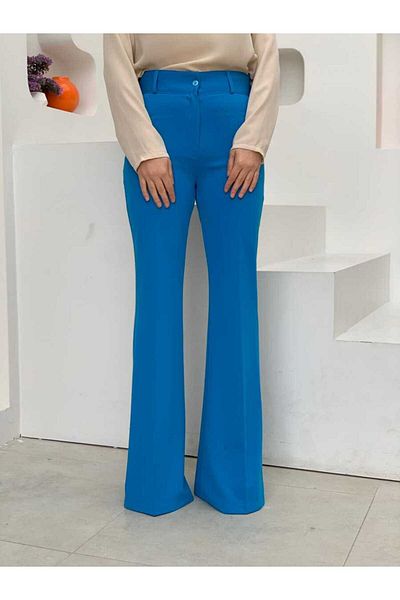 Bym Fashion Παντελόνι με φερμουάρ στη μέση Ισπανικό φανελάκι 0231 Μπλε