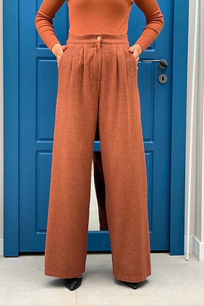 Bym Fashion Zippered Pocket Detailed Stamped Trousers 0272 Tile