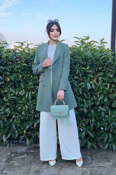 Bym Fashion Μπουφάν με λεπτομέρεια με κουμπιά μπροστά με επένδυση 7660 Mint