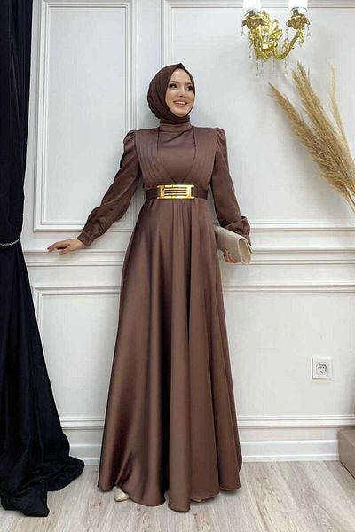 Bym Fashion Βραδινό φόρεμα 3792 καφέ