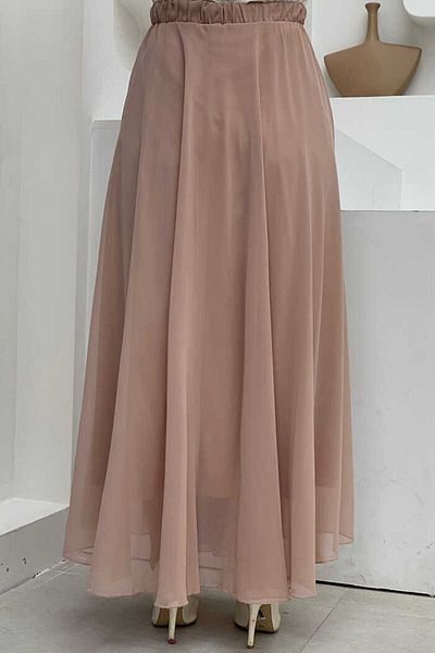 Bym Fashion Ελαστική φούστα σιφόν με δεμένη μέση 1141 πέτρα