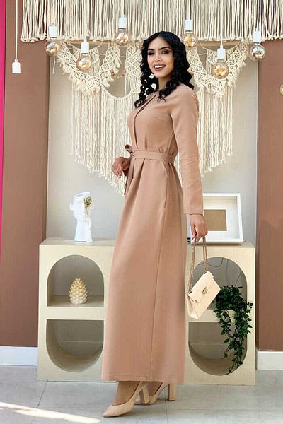 Bym Fashion Ολόσωμη φόρμα με ζώνη μέσης με λεπτομέρεια κρυφού κουμπιού στο στήθος 3676 μαύρισμα