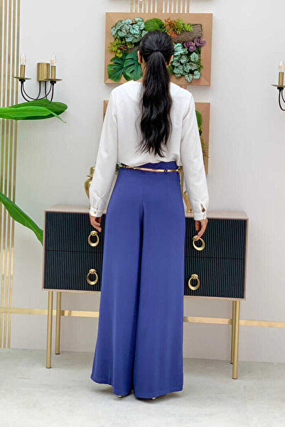 Bym Fashion Large Size Zippered Belt Accessory Trouser Skirt 0125-1 Indigo