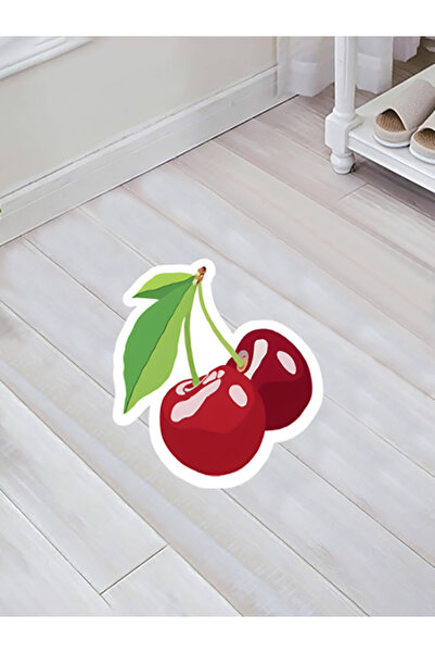 Colorix Carpet Özel Kesim Kiraz Desenli Kaymaz Taban Paspas No: 151