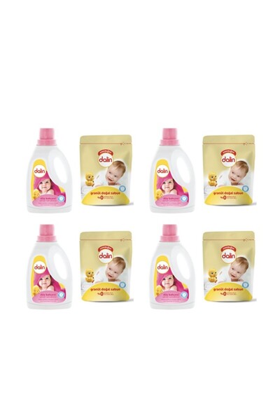 Dalin Çamaşır Yumuşatıcısı Düş Bahçesi 1500 ml 4 Adet + Granül Sabun Toz Dete...