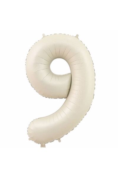 Parti Station 9 Number Foil Balloon Cream Color Number Balloon Age Balloon 76 Cm Number Balloon Flying Balloon Helium Balloon