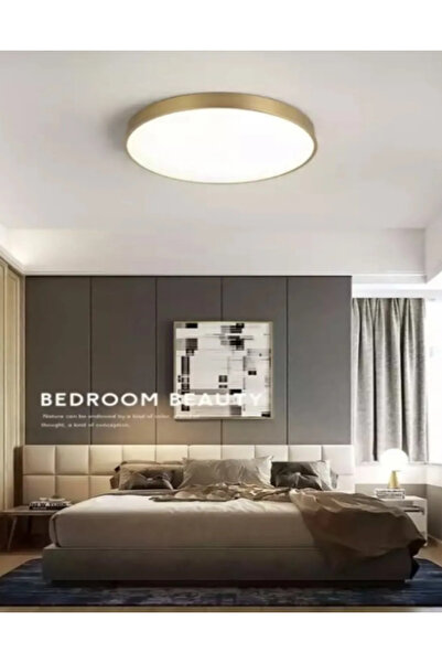 luxshome 24w Gold Kasa Tavana Sıfır Ledli Avize 30'cm Çapında Büyük Boy 6500k Beyaz Işık