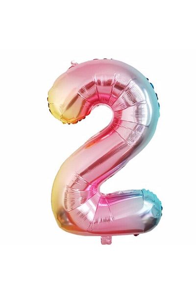 Parti Station بالون رقم فويل بالون قوس قزح رقم بالون ملون لعمر سنتين، بالون رقم 76 سم، بالون طائر، بالون هيليوم