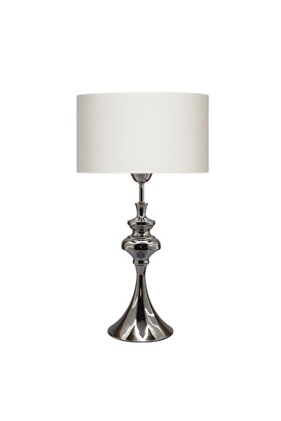 Lampada Viola Krom Kaplama Metal Abajur - Krom Şertili Krem