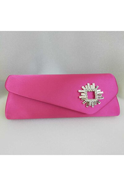 bsc حقيبة سهرة من الساتان الفوشيا اللامعة