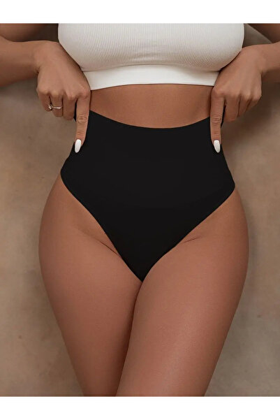 MİSTİRİK Μοντέλο Arpina Ψηλόμεσο Laser Cut χωρίς ραφή Μαύρο εσώρουχο κορδόνι - Συσφιγκτικό