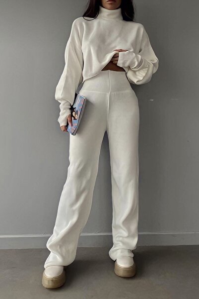 ZF BUTİK Women's Knitwear Crop Trouser Set