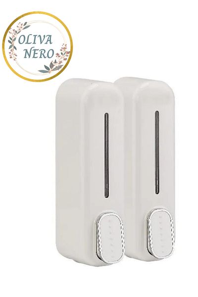Oliva Nero 2 buc. Dozator de săpun alb montat pe perete de 350 ml Dispenser de șampon pentru gel de duș pentru baie lichidă