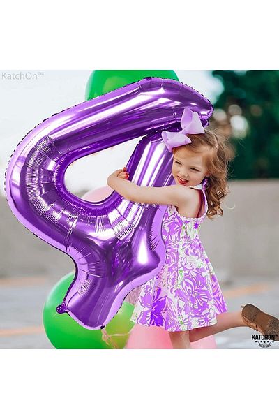 Parti Station 4 Years Old Purple Colored Helium Flying Foil Balloon - 76 cm Number