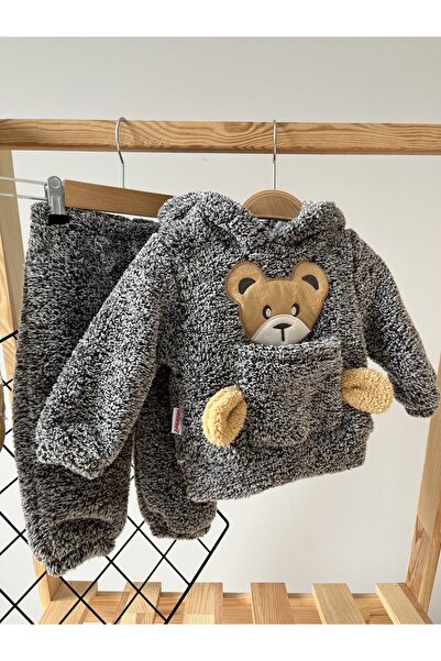 Minizade Winter Plush Welsoft Pocket Hooded Baby Set