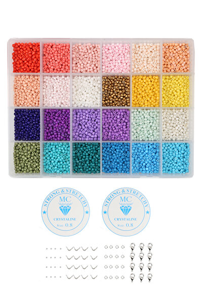 Egem aksesuar 24 Bölmeli Kutu Eşliğinde 06 Kum Boncuk Takı Yapım Seti Elişi H...