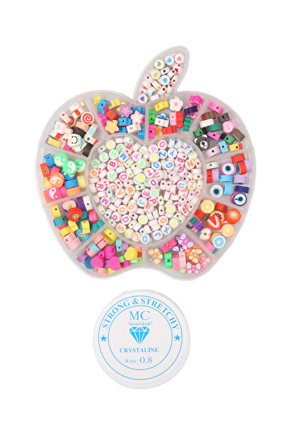 Egem aksesuar Elma Şekilli Plastik Kutuda Polimer Kil Fimo Boncuk Meyve Seti