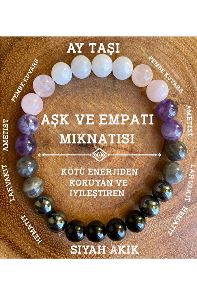 NehirTaş Love Magnet Bracelet - Certified Amethyst, Agate, Pink Quartz, Larva...