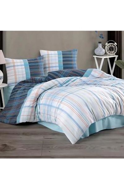 Kristal Set cuvertură de pilota matlasată pentru o singură persoană Four Seasons Plaid Blue