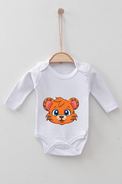 ADABEBEK Baby-Bodysuit mit Tiger-Muster, 100 % Bio-Baumwolle, langärmelig