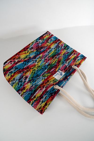 Pek Moda Geantă mare de plajă pentru femei, colorată, cu modele etnice, cu detalii din dantelă