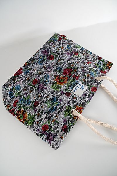 Pek Moda Geantă mare de plajă pentru femei, cu dantelă și model etnic cu flori