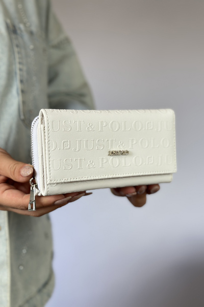 Just Polo محفظة نسائية موديل أفقي حجم كبير مع سحاب وغطاء مناسبة للاستخدام الي...