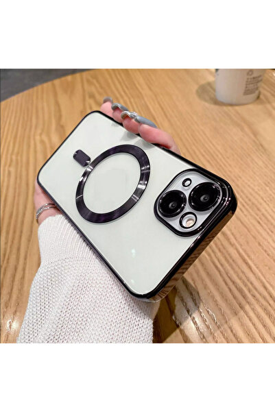 UnDePlus Apple Iphone 13 Kılıf Magsafe Kamera Lensli Korumalı Şeffaf Silikon Kapak