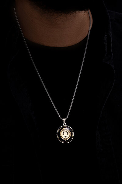 OSMANLI GÜMÜŞ Erkek Turuncu Çift Taraflı Ayyıldız Ve Türk Yazılı Kartal Figür...