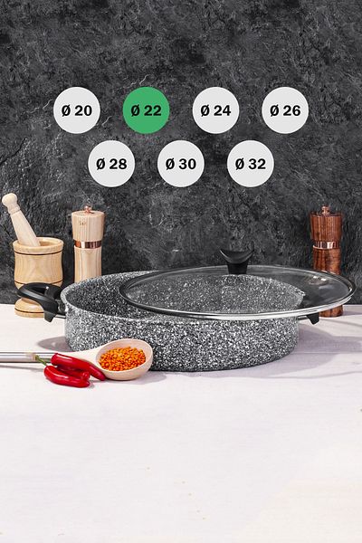 Taç Ultra Granite Glass Lid Carnivore Pot 22 Cm Black