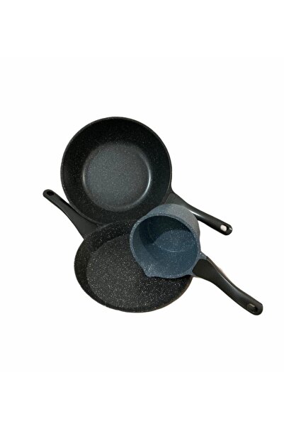 ThermoAD Set of 3 Crepe Pan Wok Pan Milk Bowl / Gray