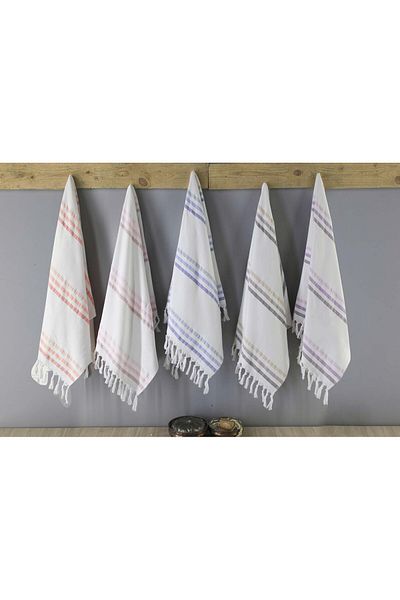 Menderes Home Πετσέτα μπούκλας Byz-ora Loincloth - Βαμβακερή συλλογή με ρίγες και κρόσσια