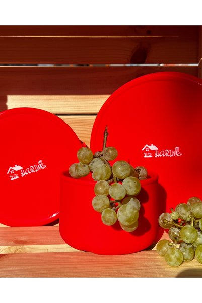 harım My Dinner is With Me Set - Airtight Leak Proof Hygienic Silicone Feeding Bowl - Red