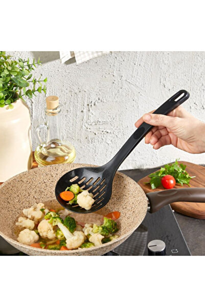 Carpekitchen 5'li Standlı Servis Seti Kaşık Spatula Kepçe Makarna Kaşığı Süzgeç Seti