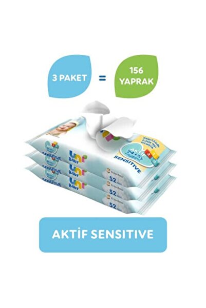 Uni Baby Aktif Sensitive Islak Havlu 3x52li