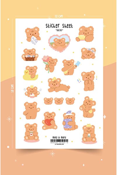 MuslimWalk Lucas – Sevimli Ayıcık Temalı Sticker Seti #116