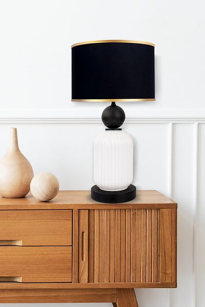 MINIMAL ETICARET VE BILGI TEKNOLOJILERI Lotus Opal Black - White Glass Lampshade