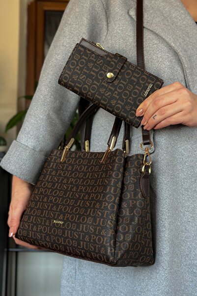 Just Polo Brown Combination Color 5 Compartment Women's Hand and Shoulder Bag...
