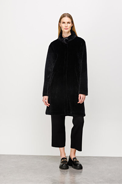 Butik Triko Angored Coat - Collar Detailed