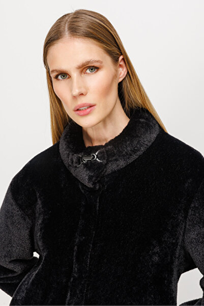 Butik Triko Angored Coat - Collar Detailed