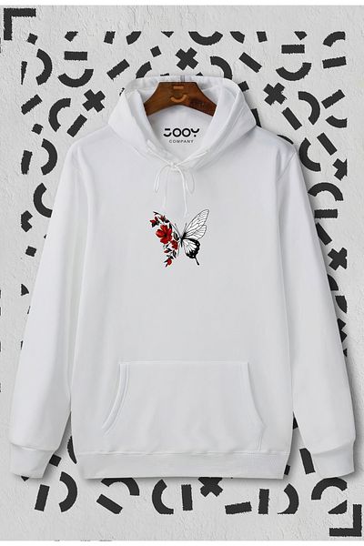 Jooy Company Hanorac cu glugă cu imprimeu fluture floral