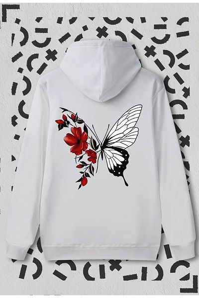 Jooy Company Hanorac cu glugă cu imprimeu fluture floral