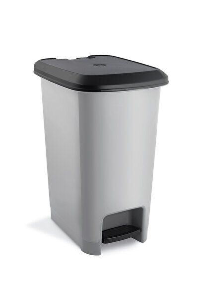 Melkan Home Pedal Dustbin 10 Liter Gray Dustbin Slim Pedal Dustbin 10 Liter 36 Cm Metallic Gray