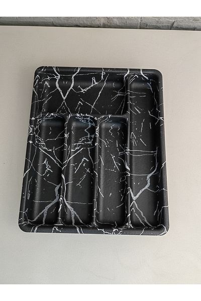 ALANYA HOME DECOR 5 Διαμερίσματα Μαύρο Μάρμαρο Μοτίβο 35,5x28,5 cm Κουτάλι