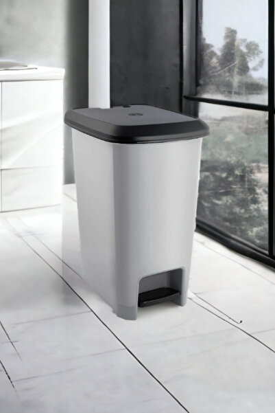Melkan Home Pedal Dustbin 10 Liter Gray Dustbin Slim Pedal Dustbin 10 Liter 36 Cm Metallic Gray