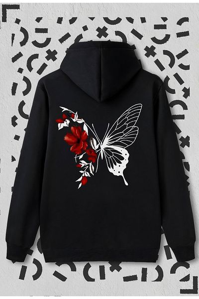 Jooy Company Hanorac cu glugă cu imprimeu fluture floral