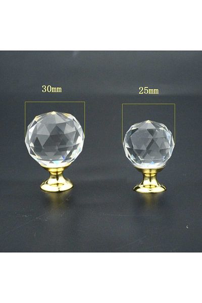 ARON (5 PCS) CRYSTAL BALL HANDLE DIAMETER 30MM (TRANSPARENT GOLD) TV UNIT CONSOLE DRAWER DRAWER CABINET HANDLE