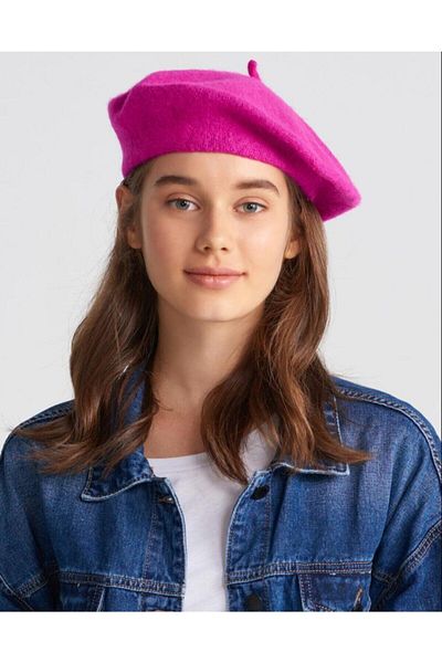 MinaCarin French Painter Felt Beret Fuchsia